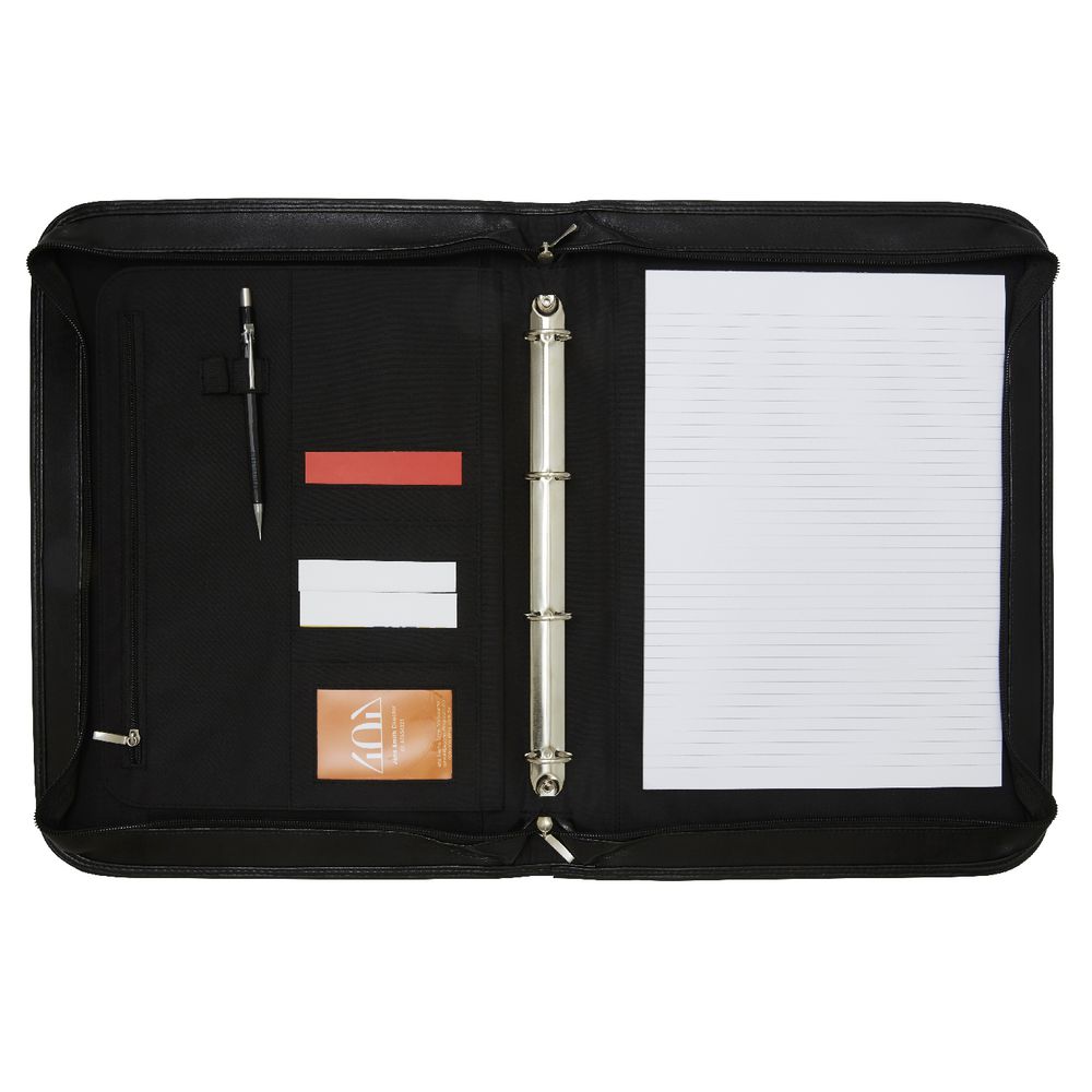 J.Burrows A4 Zippered Compendium with Carry Handle Black