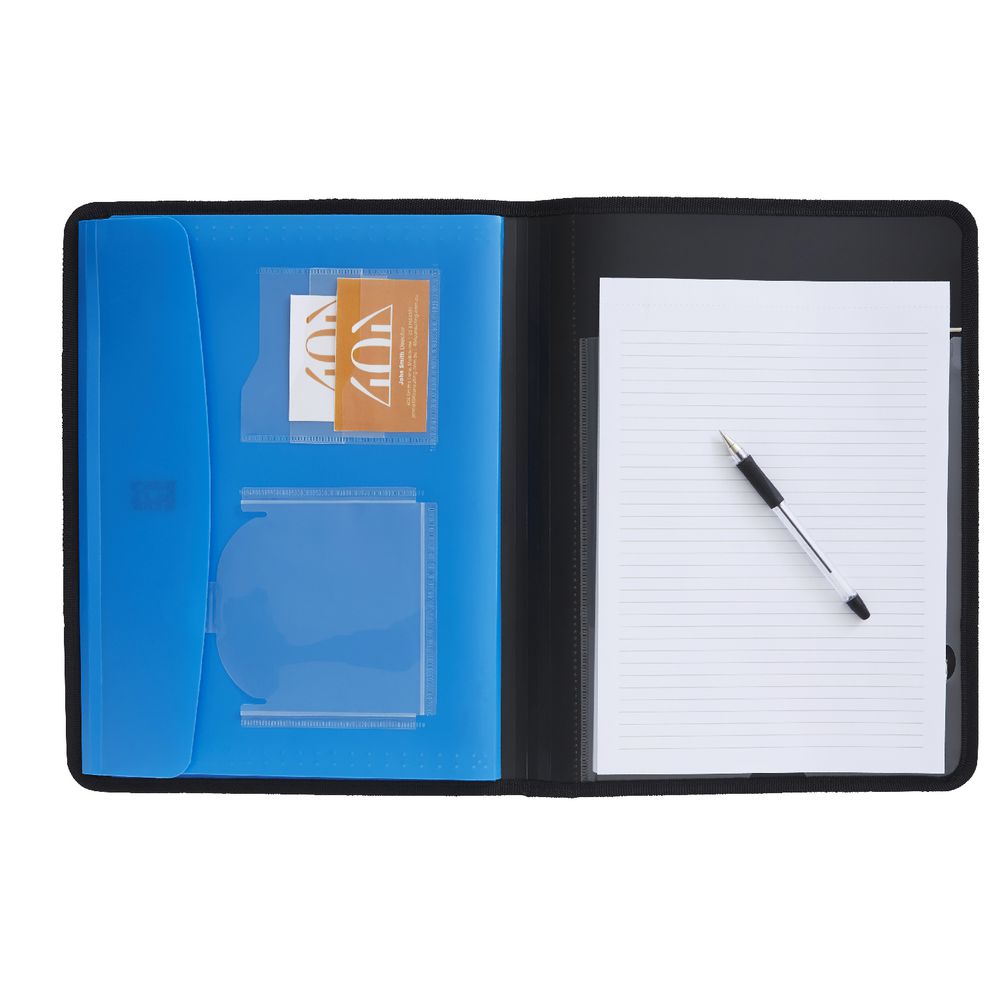 J.Burrows A4 Conference Compendium Elastic Strap Closure Blue