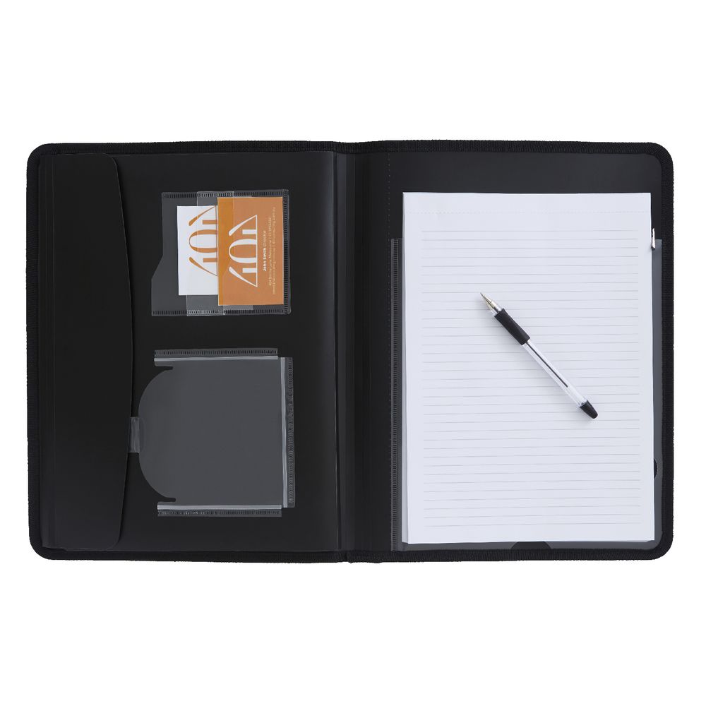 J.Burrows A4 Conference Compendium Elastic Strap Black