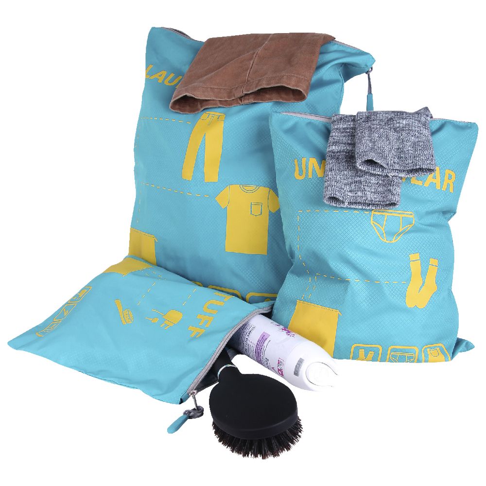 Bon Voyage Packing Pouches 3 Pack Aqua