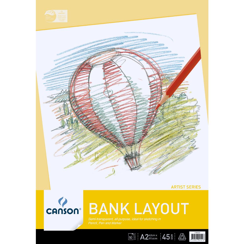 Canson A2 Bank Layout Paper Pad 45gsm 50 Sheet