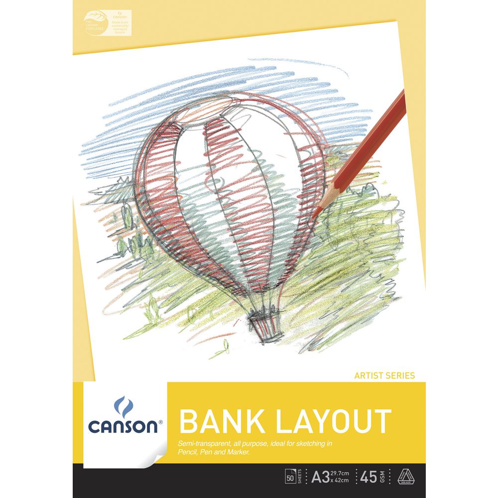 Canson A3 Bank Pad 45gsm 50 Sheet