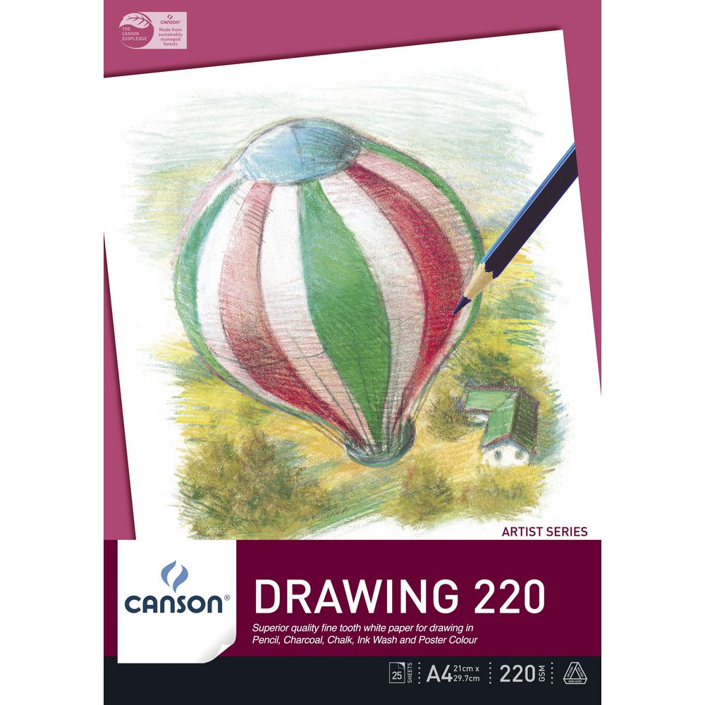Canson 220gsm A4 Drawing Pad 25 Sheets