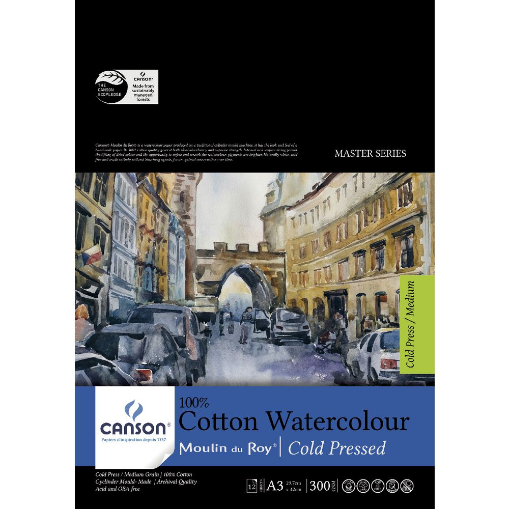 Canson A3 Moulin du Roy Pad Cold Pressed 300gsm 12 Sheet