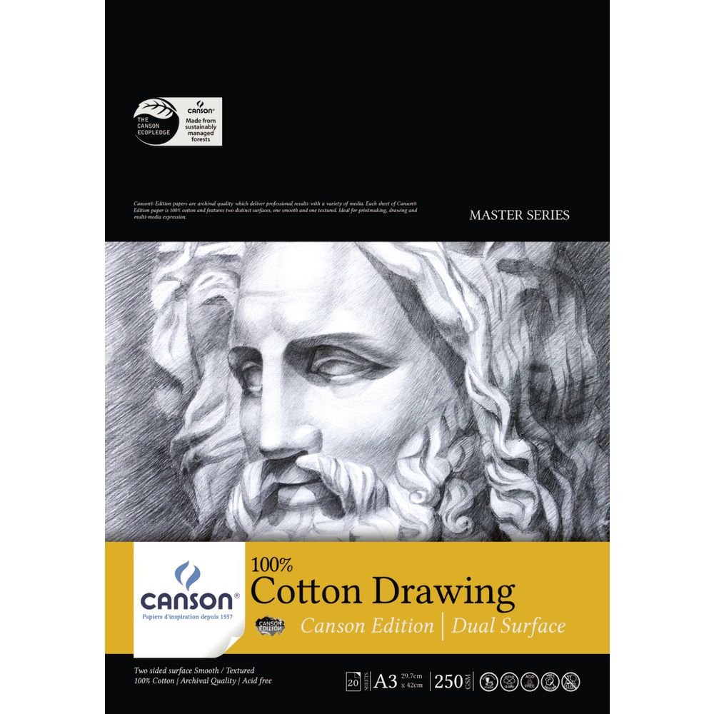Canson A3 Cotton Paper Pad 250gsm 20 Sheet
