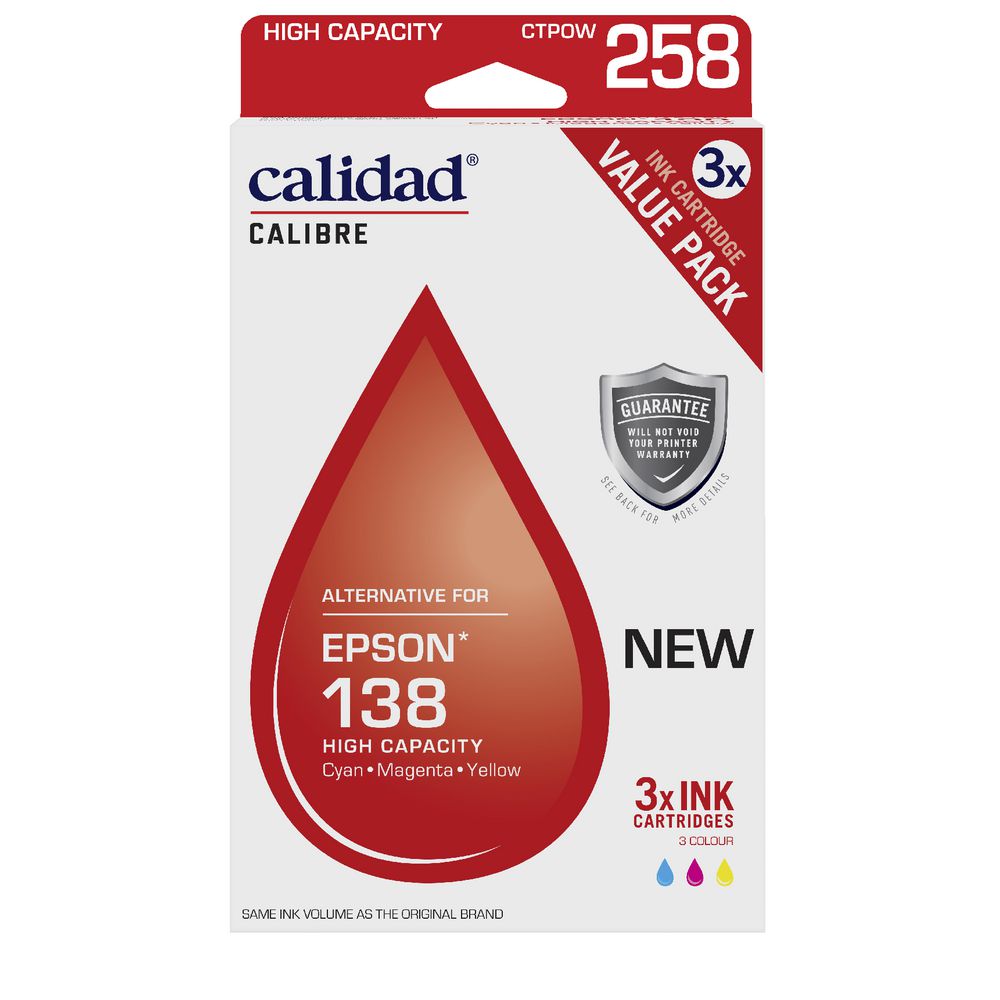 Calidad Alternative Epson 138 Ink Cartridge Colour 3 Pack