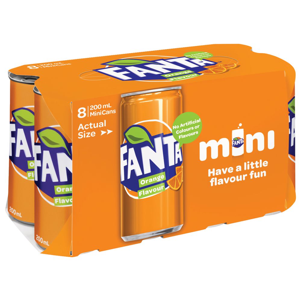 Fanta Mini Cans 200mL 8 Pack
