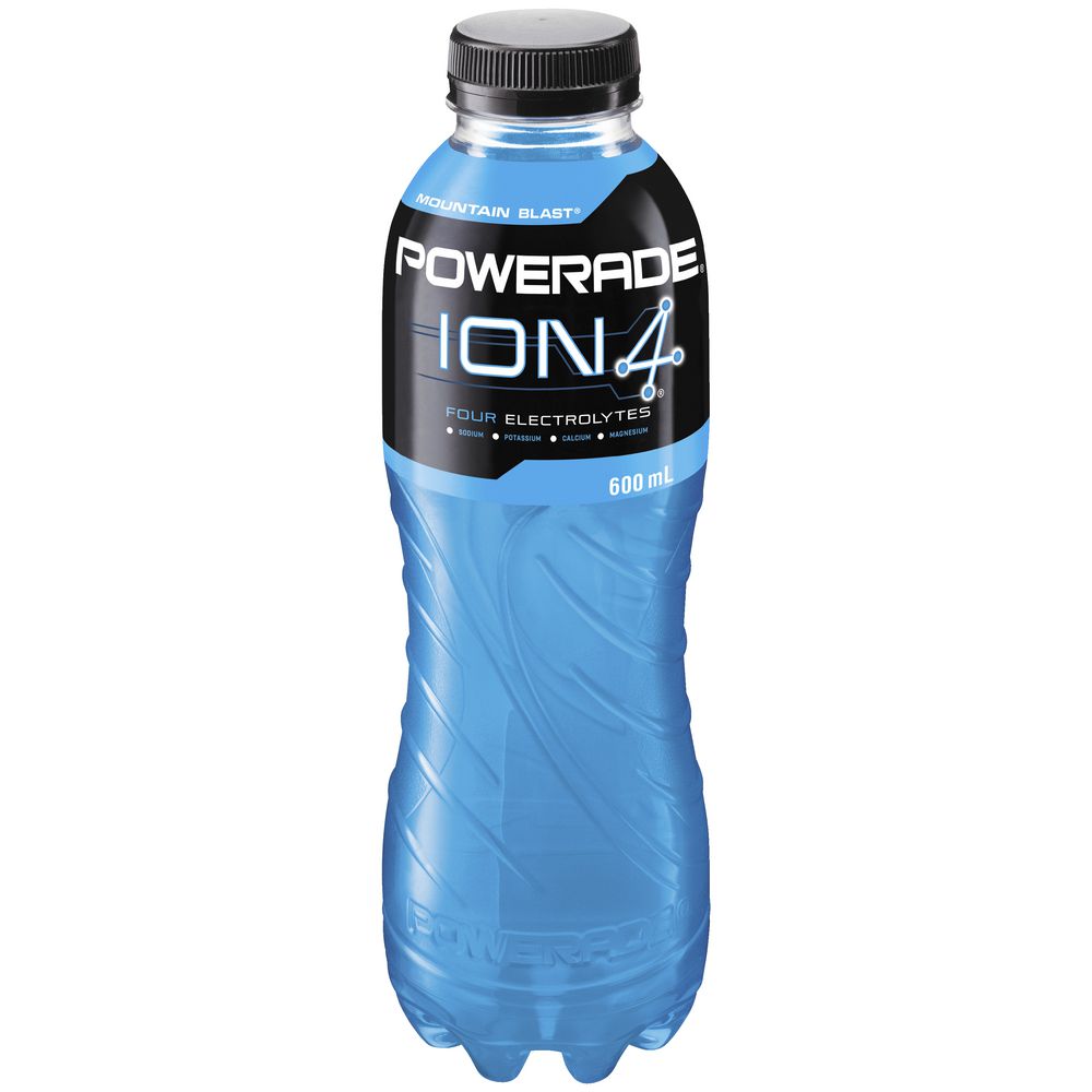 Powerade Flat Cap Mountain Blast 600mL 12 Pack