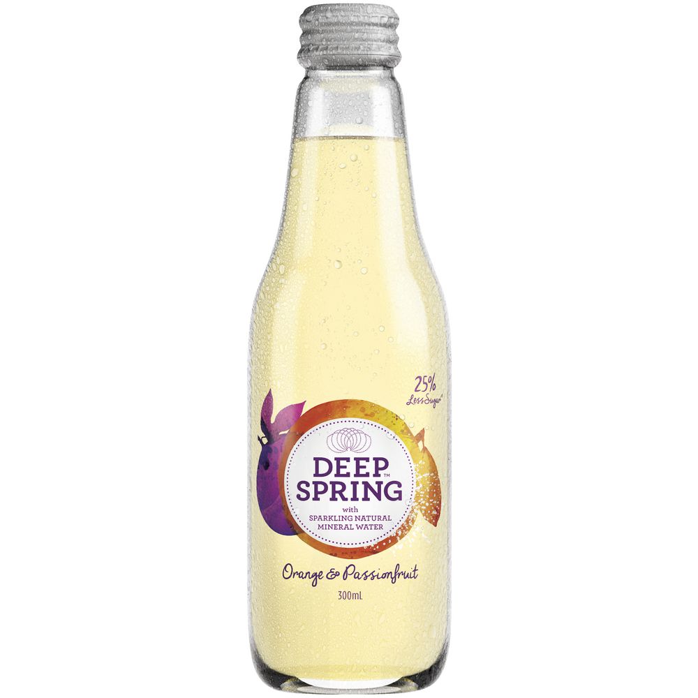 Deep Spring Mineral Water Orange Passionfruit 300mL 24 Pack