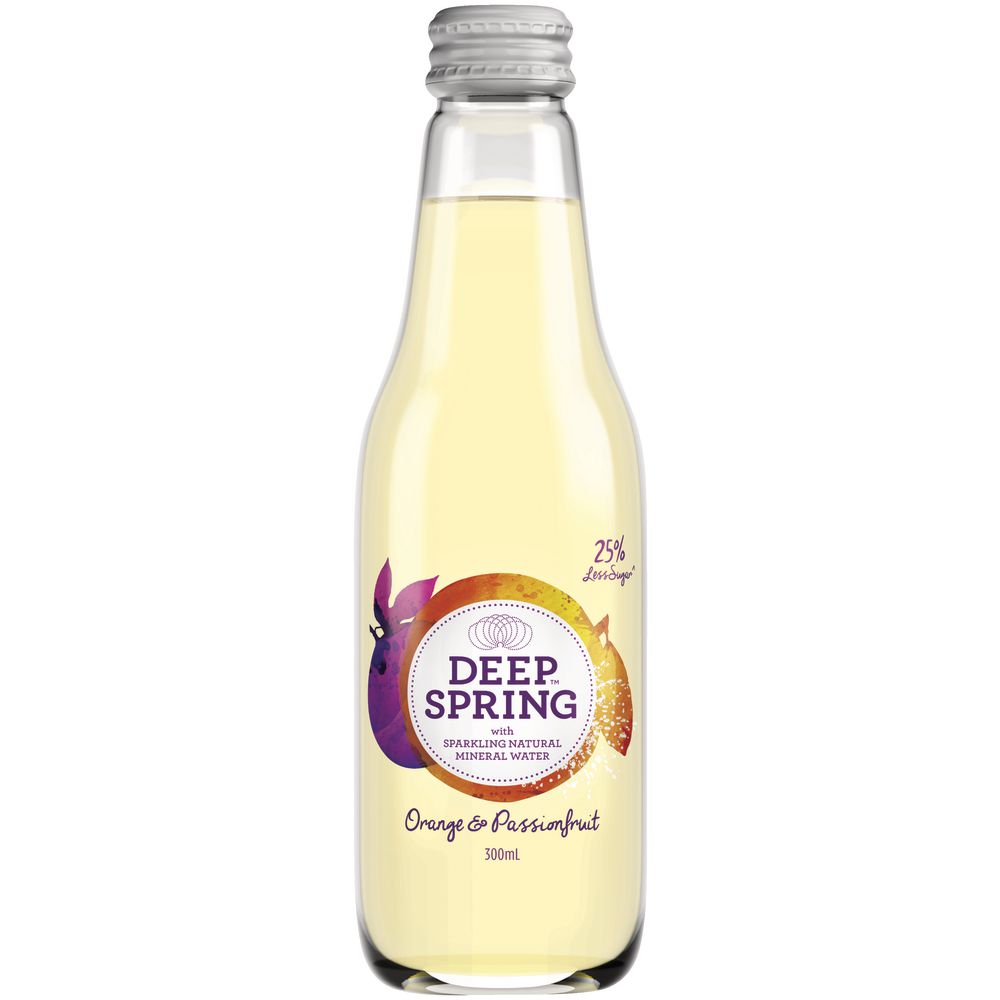 Deep Spring Mineral Water Orange Passionfruit 300mL 24 Pack