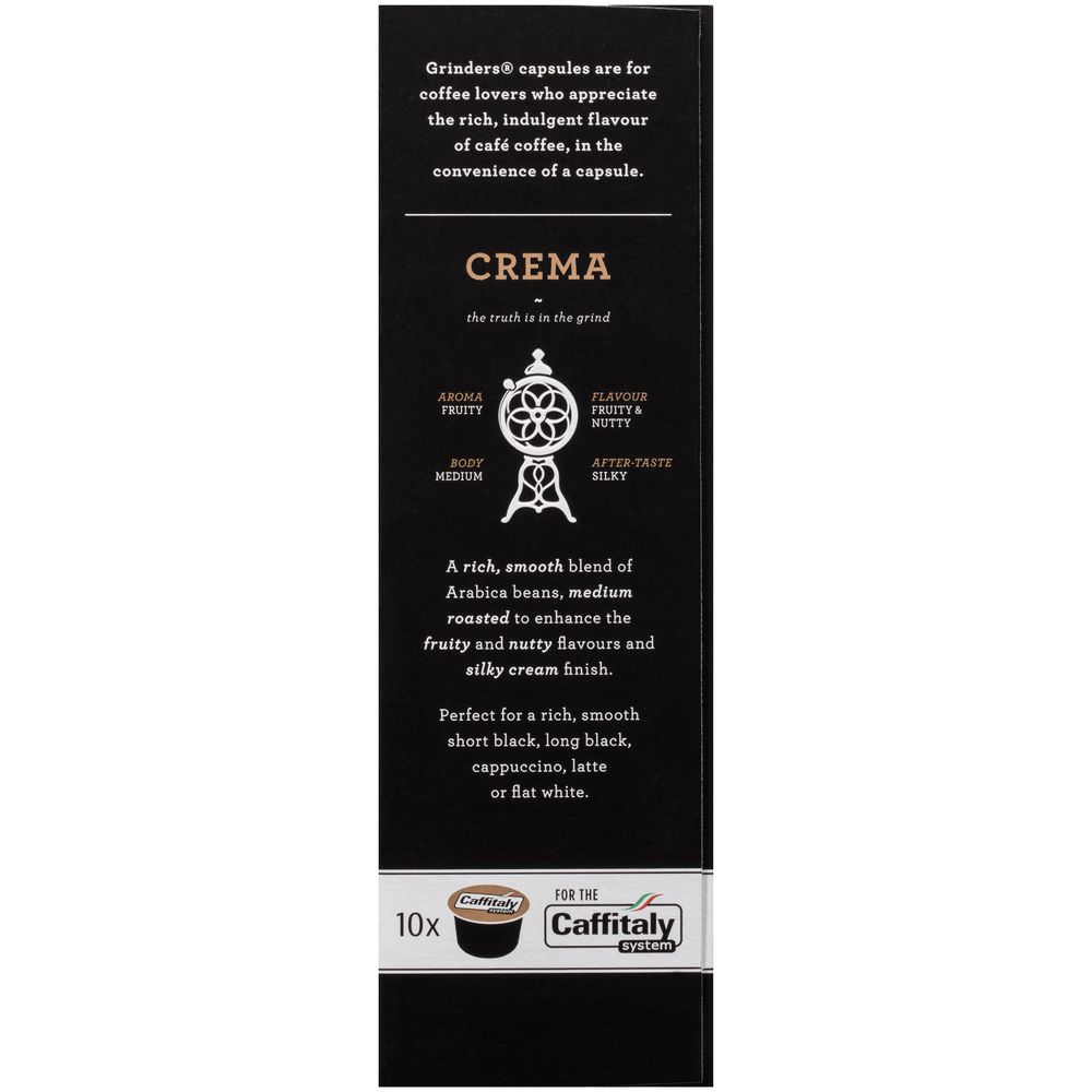 Grinders Crema Caffitaly Capsules 8g 10 Pack