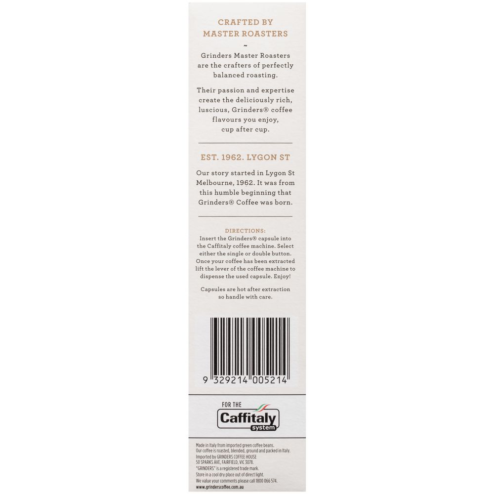 Grinders Crema Caffitaly Capsules 8g 10 Pack