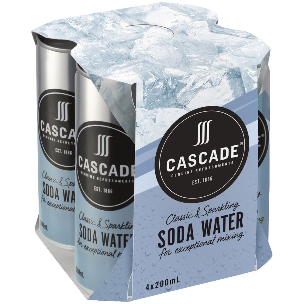 Cascade Soda Water 200mL 4 Pack