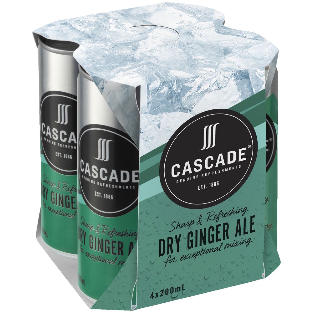 Cascade Dry Ginger Ale 200mL 4 Pack