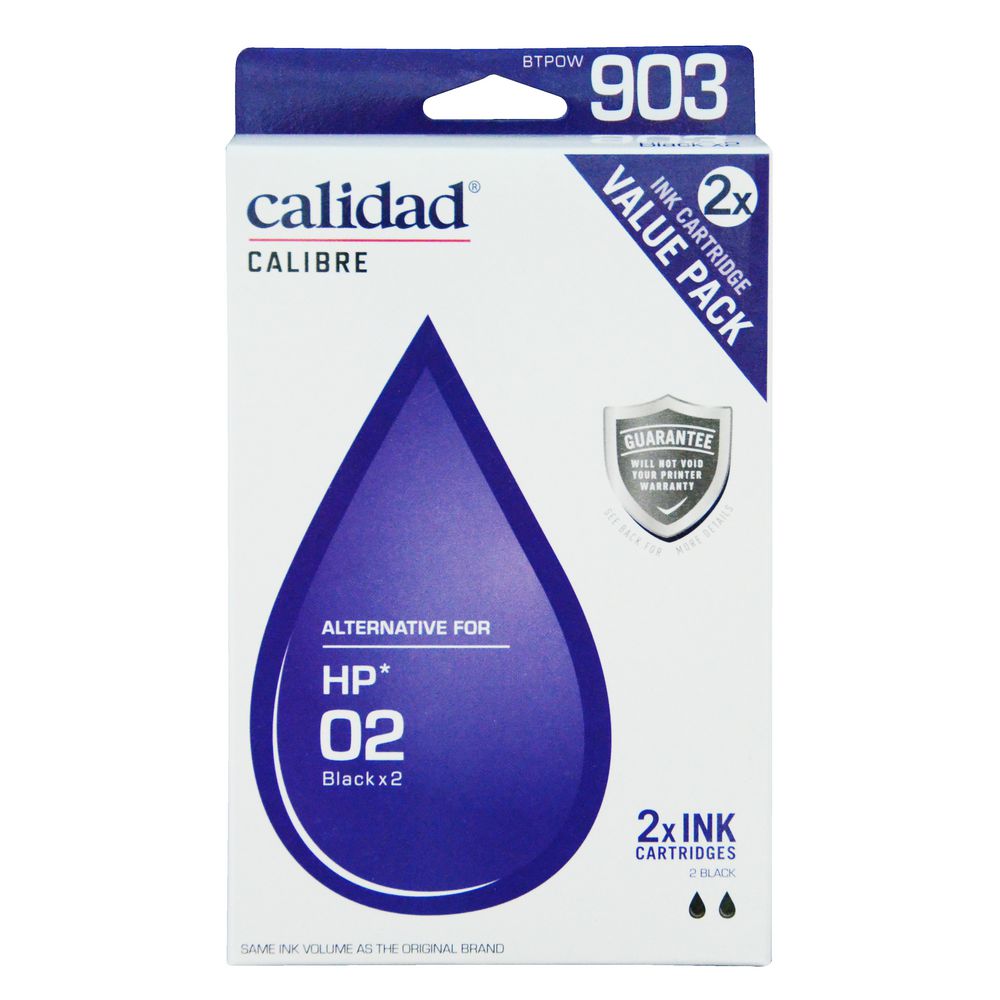 Calidad Alternative HP 02 Ink Cartridges Twin Pack Black