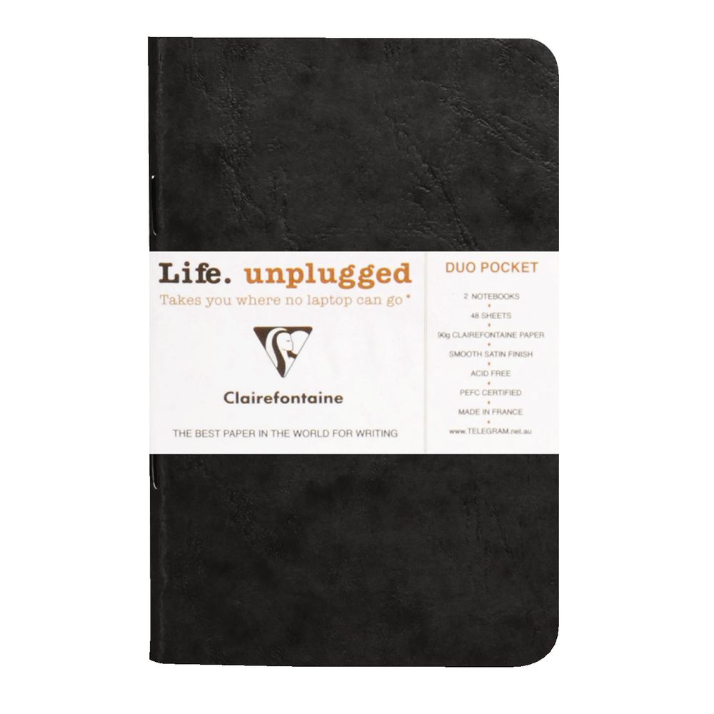 Clairefontaine Plain Notebook Black 2 Pack
