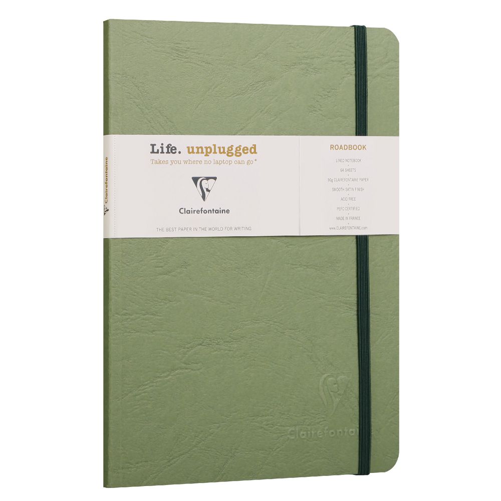Clairefontaine A5 Lined Roadbook Green