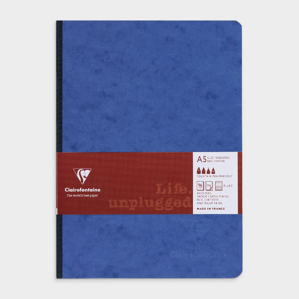 Clairefontaine A5 Clothbound Ruled Notebook Blue