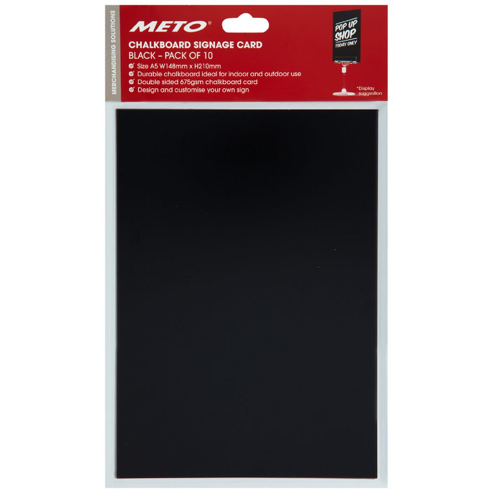 Meto A5 Chalkboard Signage Cards Black 10 Pack