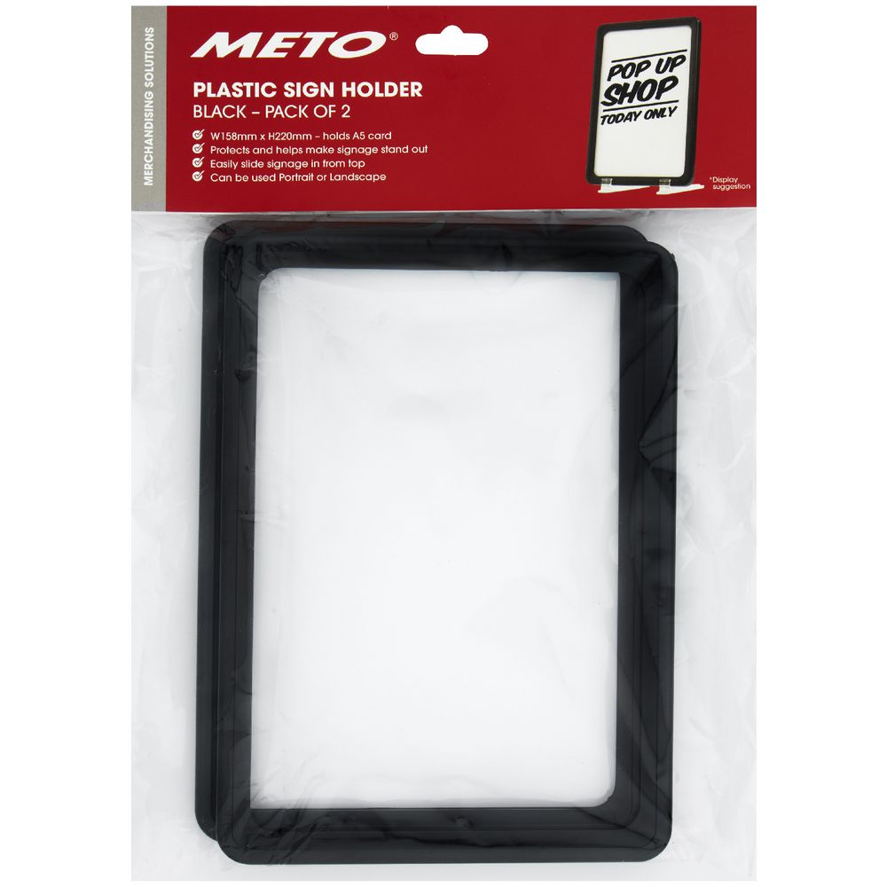 Meto A5 Signage Frames Black 2 Pack