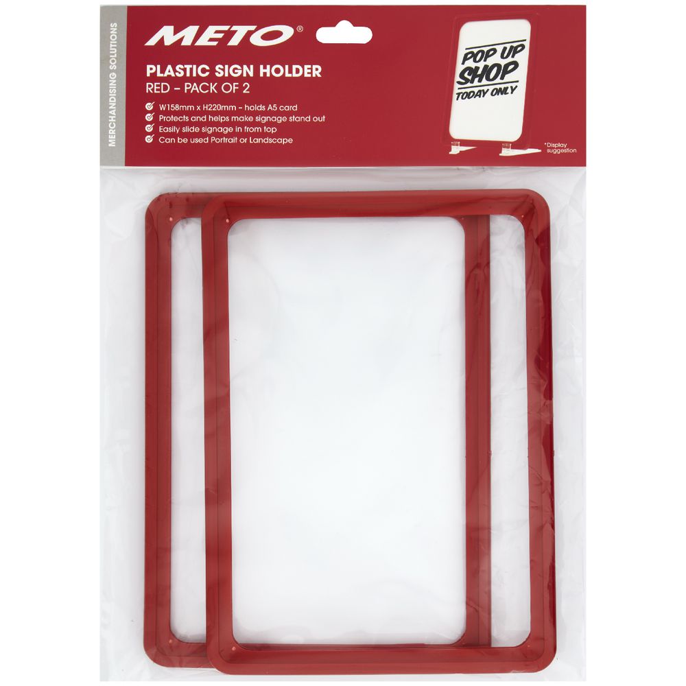 Meto A5 Signage Frames Red 2 Pack