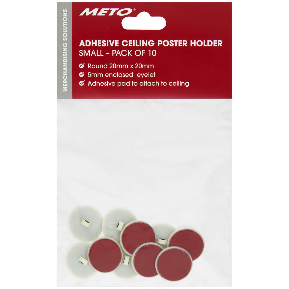 Meto Adhesive Ceiling Sign Clips Small 10 Pack