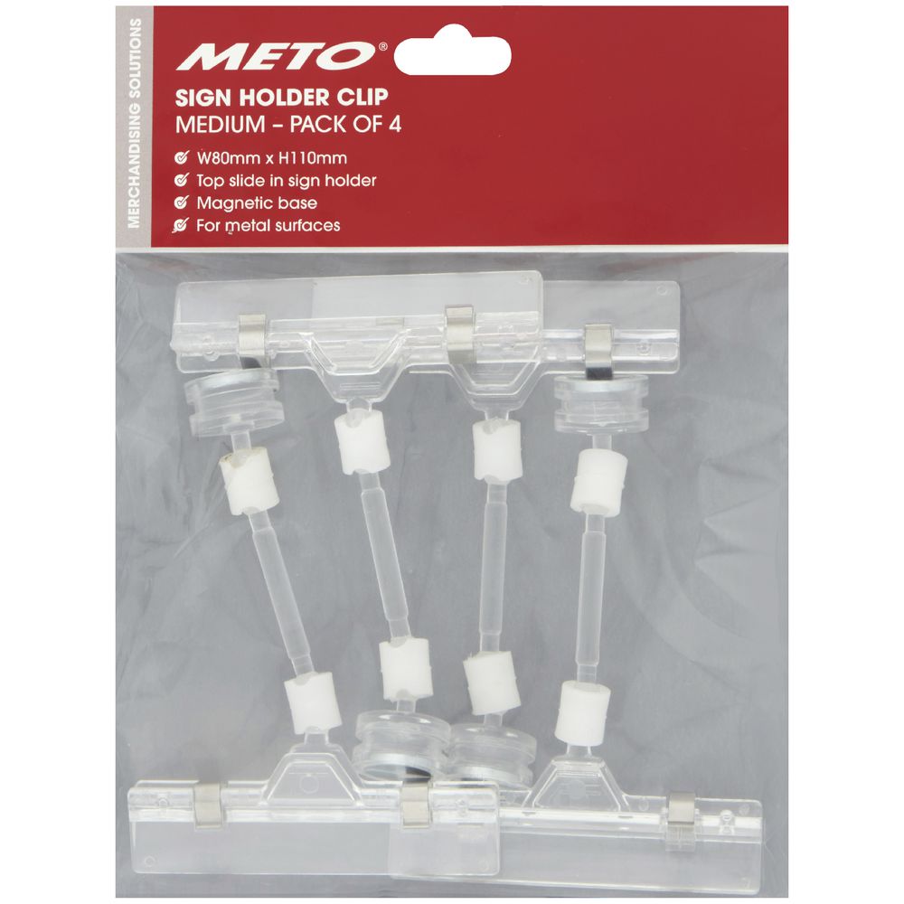 Meto Slide Sign Holder Magnetic Medium 4 Pack