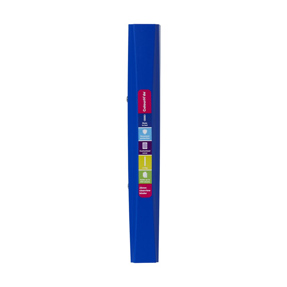 ColourHide Core Clearview Binder A4 2 D-Ring Blue