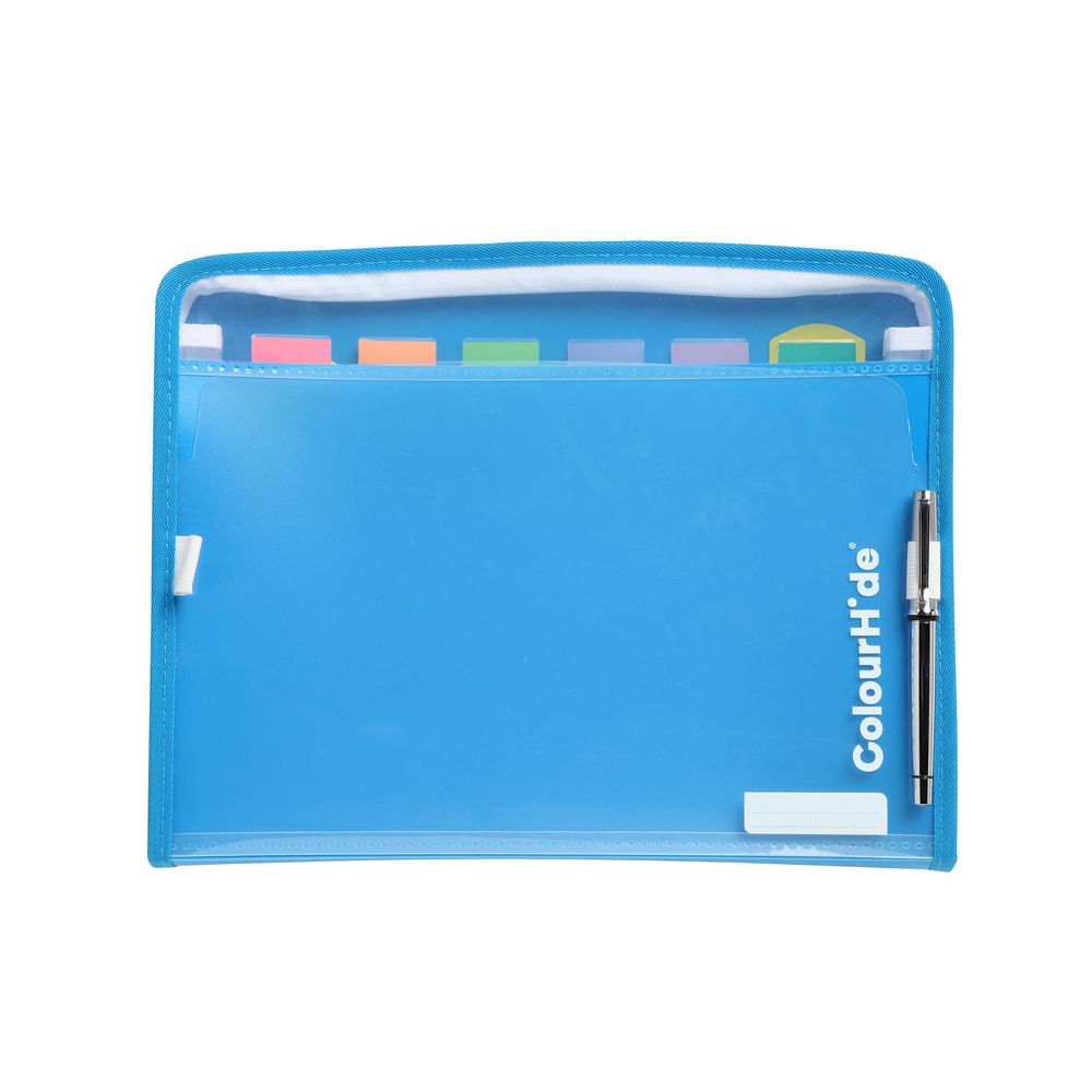 ColourHide Zip It Expanding File 7 Pocket Blue