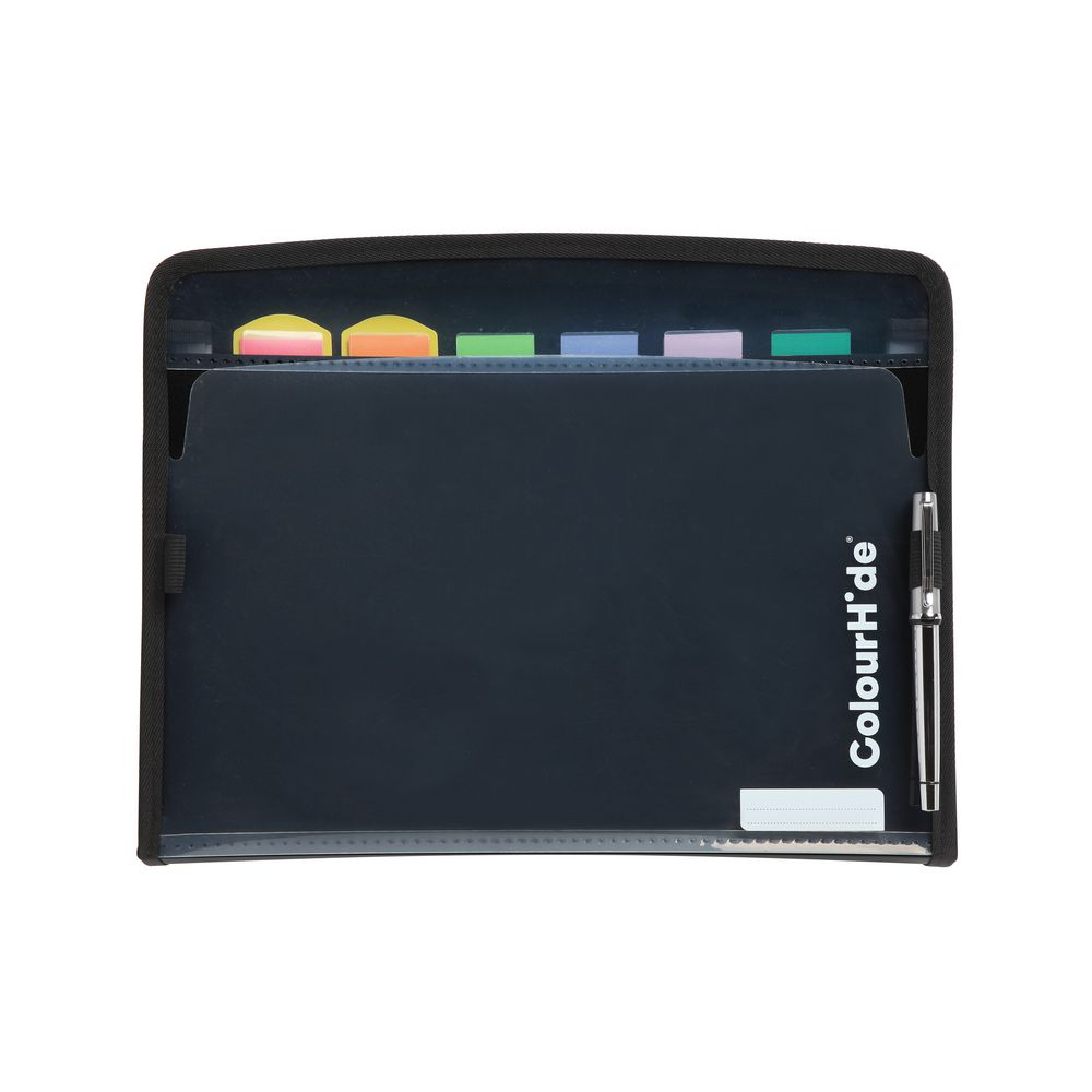 ColourHide Zip It Expanding File 7 Pocket Black