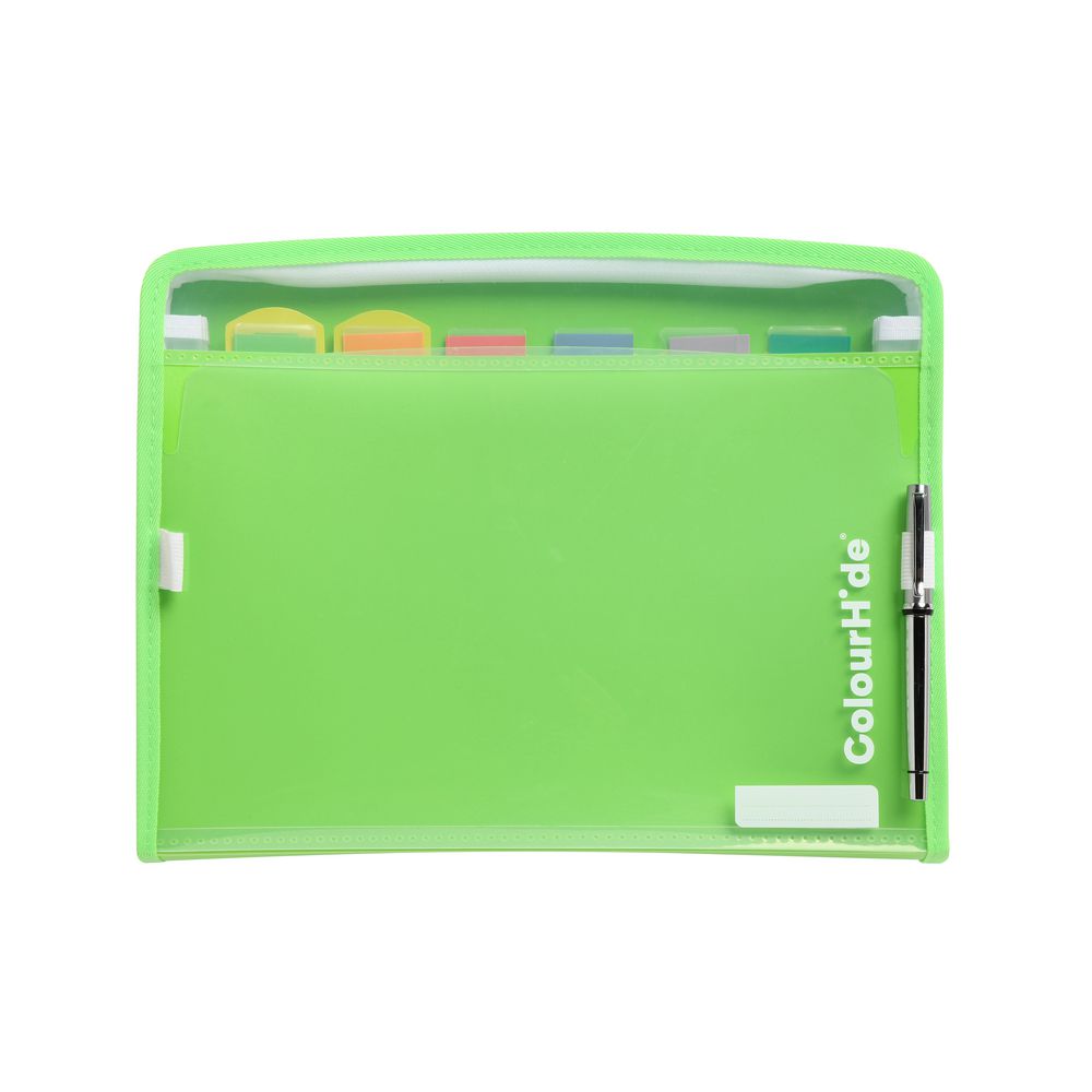 ColourHide Zip It Expanding File 7 Pocket Green