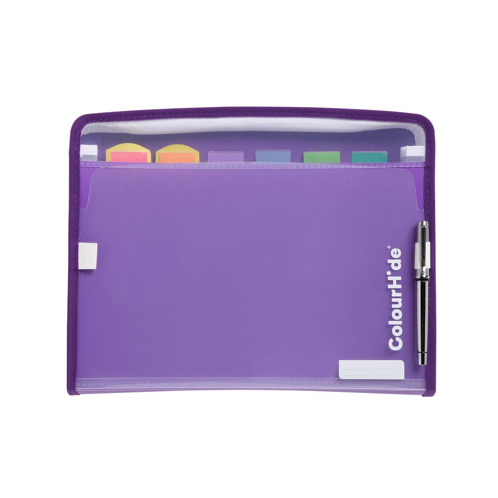 ColourHide Zip It Expanding File 7 Pocket Purple