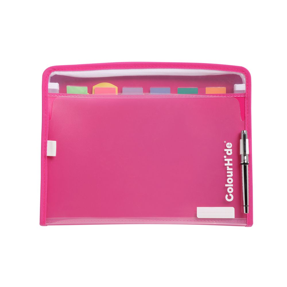 ColourHide Zip It Expanding File 7 Pocket Pink