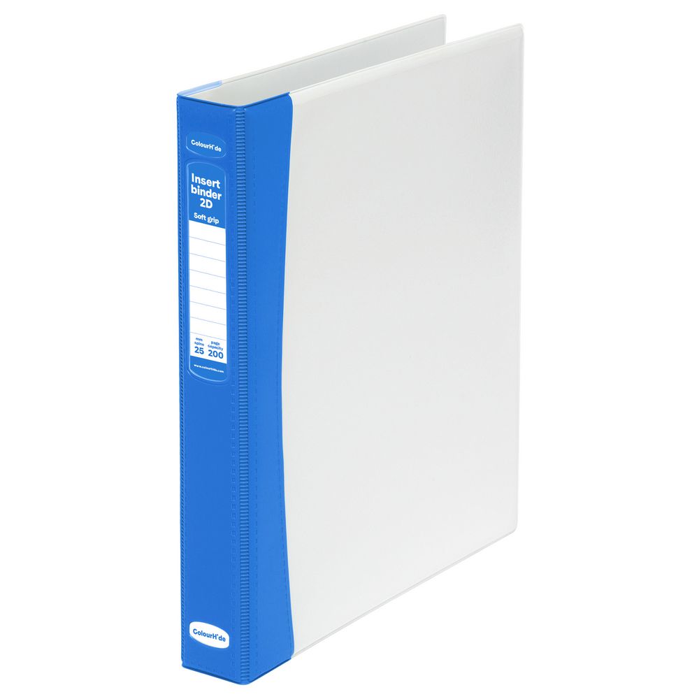ColourHide Soft Grip Insert Binder A4 2 D-Ring 25mm Blue