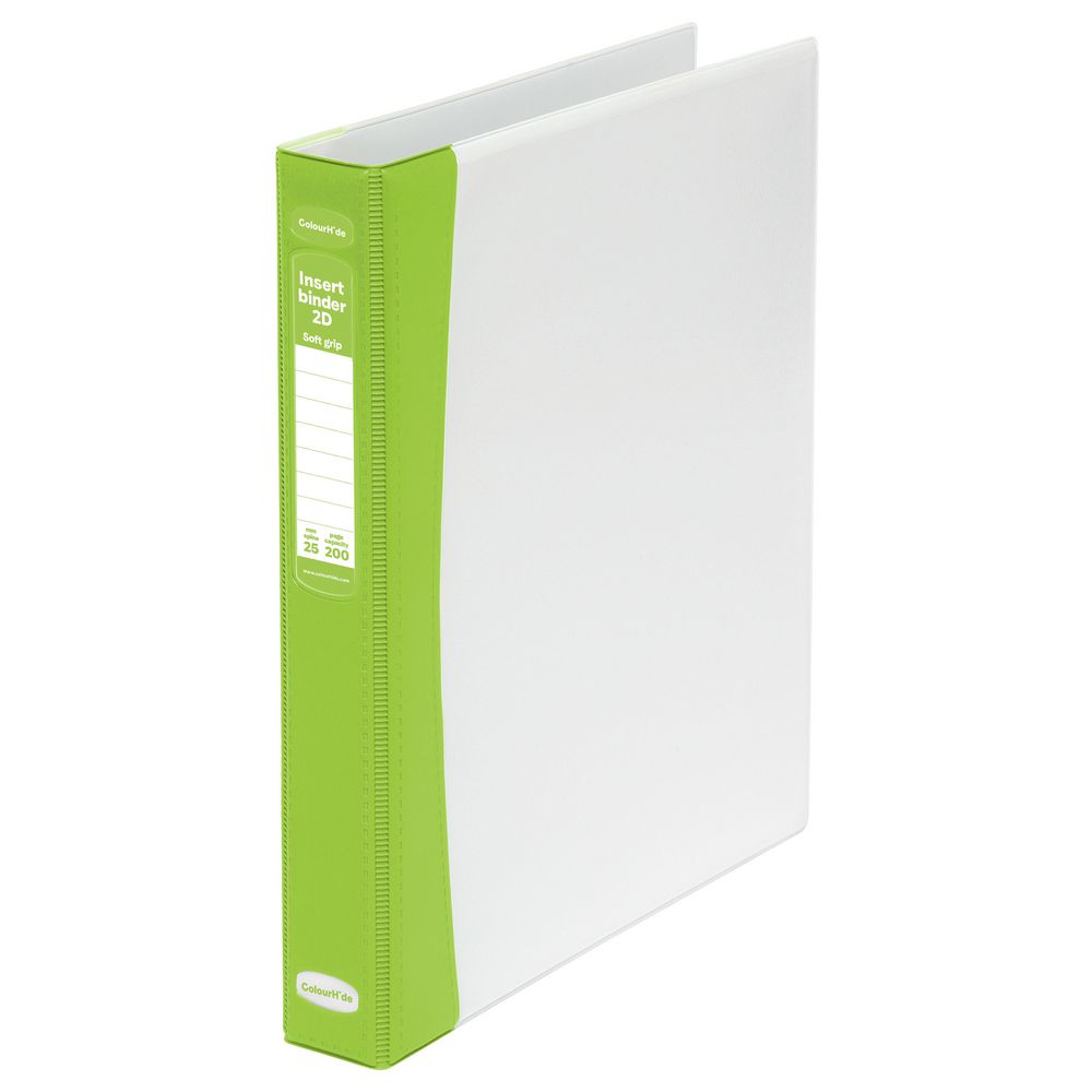 ColourHide Soft Grip Insert Binder A4 2 D-Ring 25mm Green