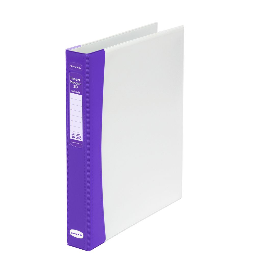 ColourHide Soft Grip Insert Binder A4 2 D-Ring 25mm Purple