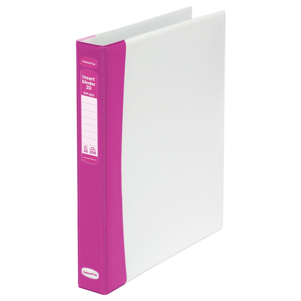 ColourHide Soft Grip Insert Binder A4 2 D-Ring 25mm Pink