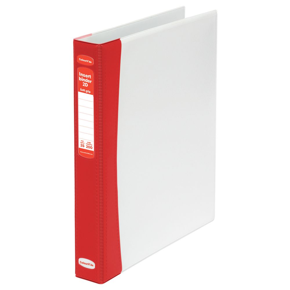 ColourHide Soft Grip Insert Binder A4 2 D-Ring 25mm Red