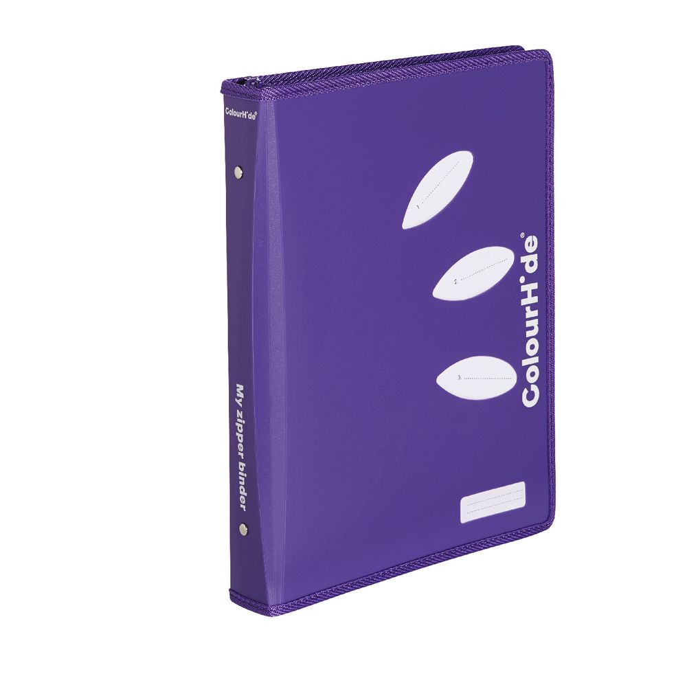 ColourHide My Zipper Binder A4 2 D-Ring 25mm Purple