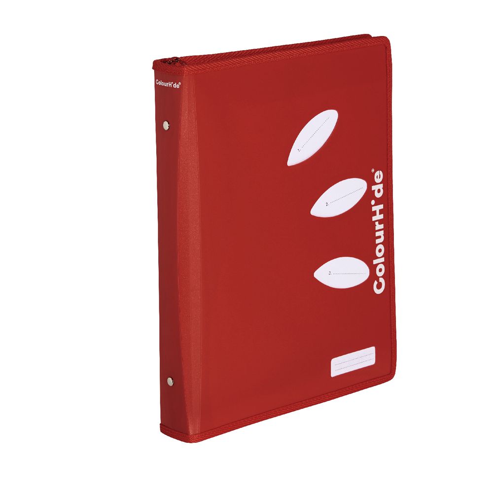 ColourHide My Zipper Binder A4 2 D-Ring 25mm Red