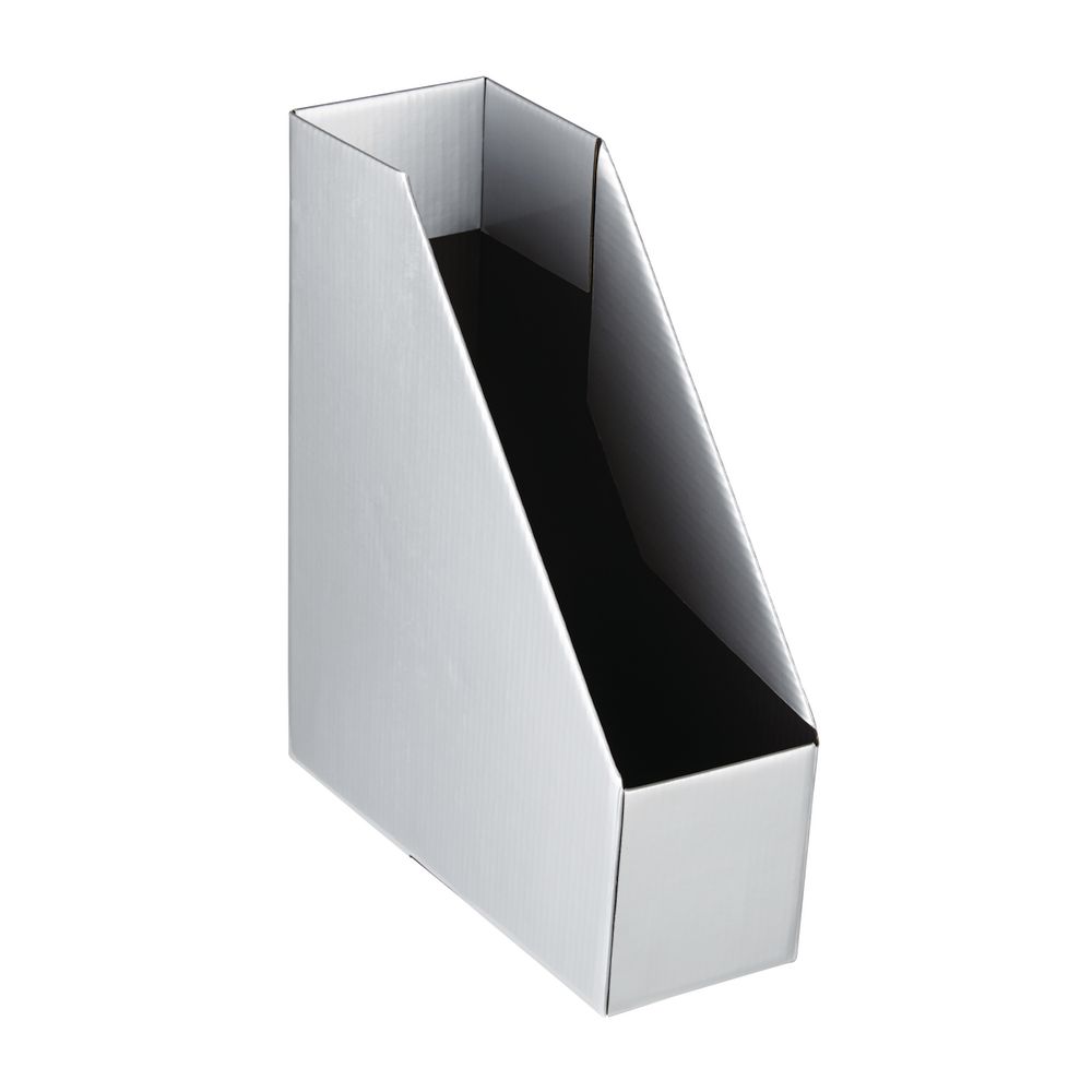 Collapsible Cardboard Magazine File Silver