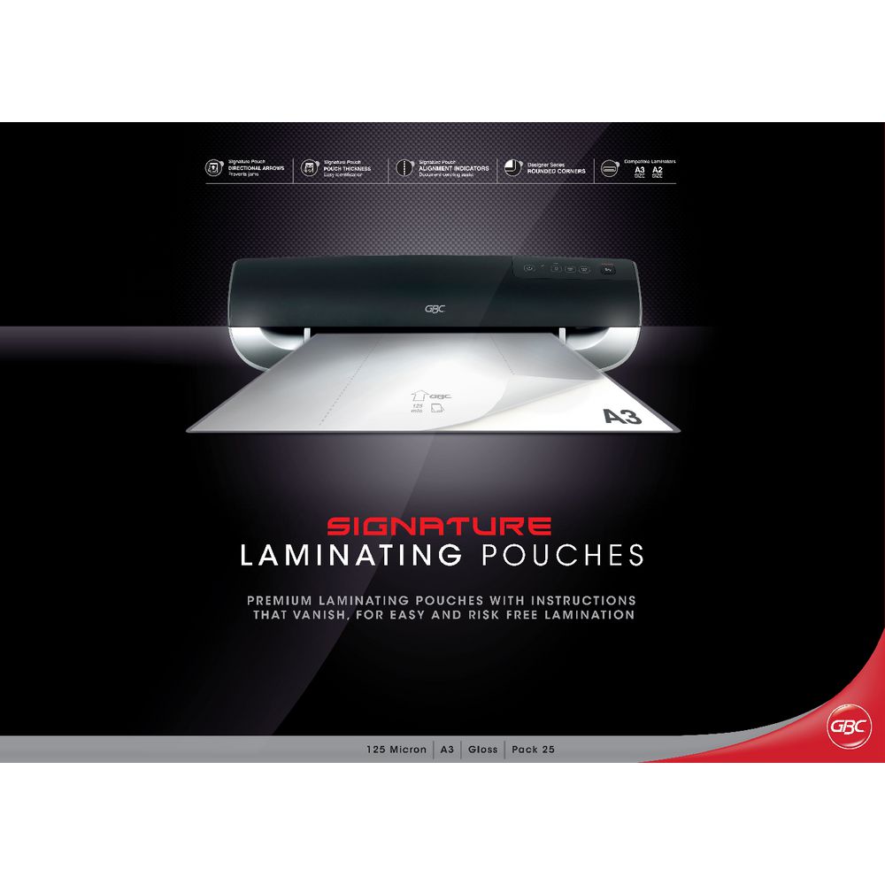 GBC Laminating Pouch A3 125 Micron Gloss 25 Pack Officeworks
