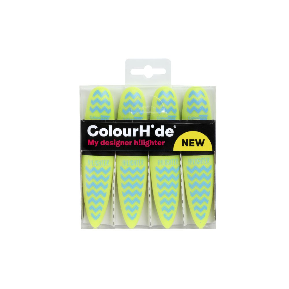 ColourHide Highlighters Yellow Chevron 4 Pack