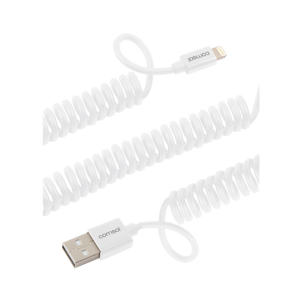 Comsol Lightning to USB Cable Coiled 1.2m White Officeworks