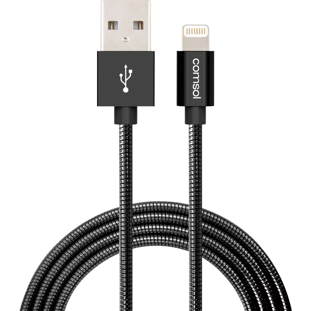 Comsol Lightning to USB Cable Metal Jacket 1.2m Black