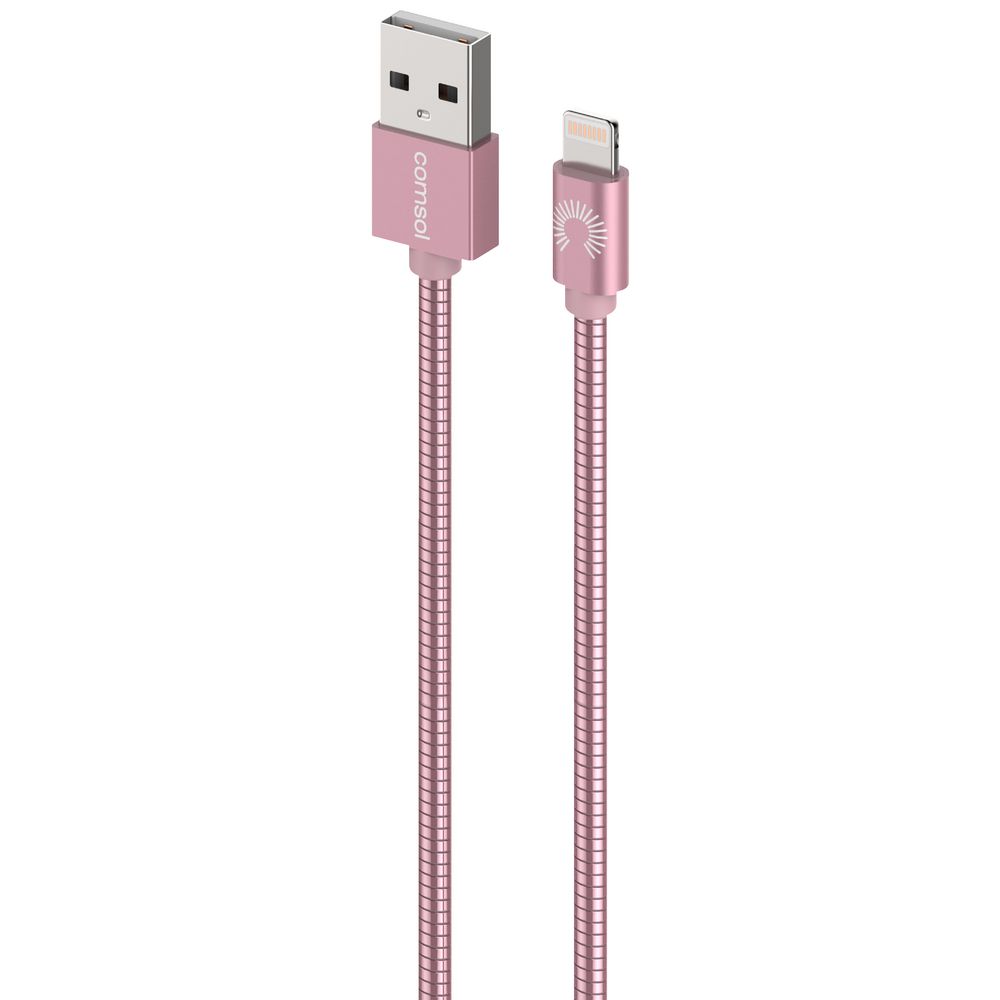 Comsol Lightning to USB Cable Metal Jacket 1.2m Rose Gold