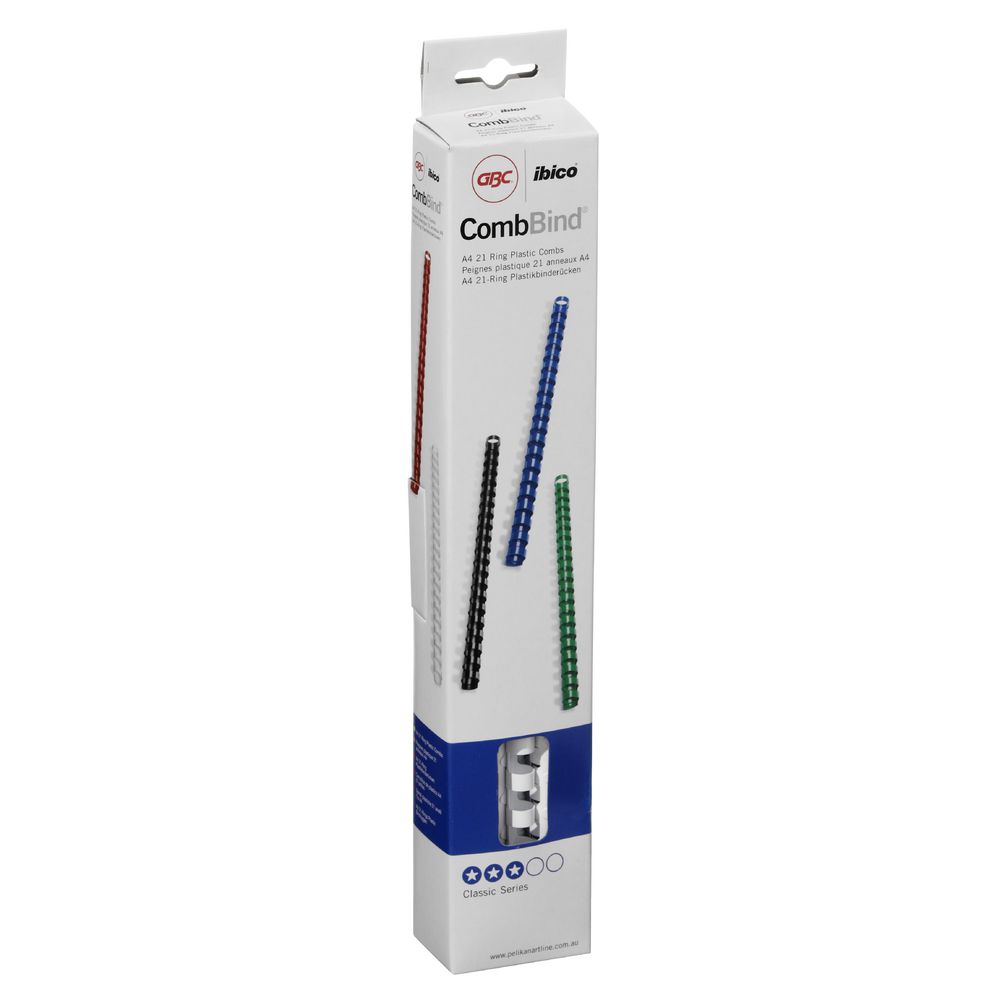 GBC Binding Comb 21 Loop Plastic 10mm White 25 Pack