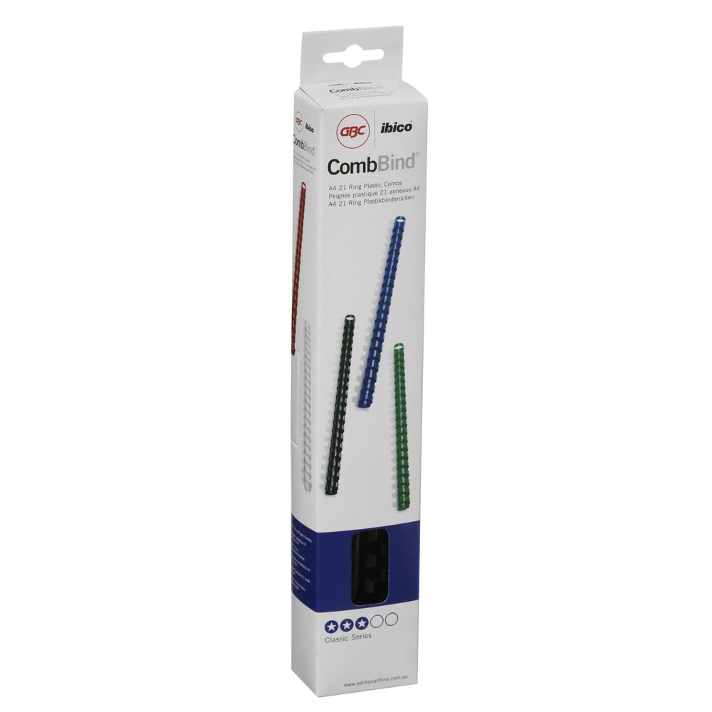 GBC Binding Comb 21 Loop Plastic 8mm Black 25 Pack