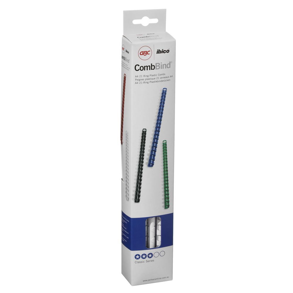 GBC Binding Comb 21 Loop Plastic 8mm White 25 Pack