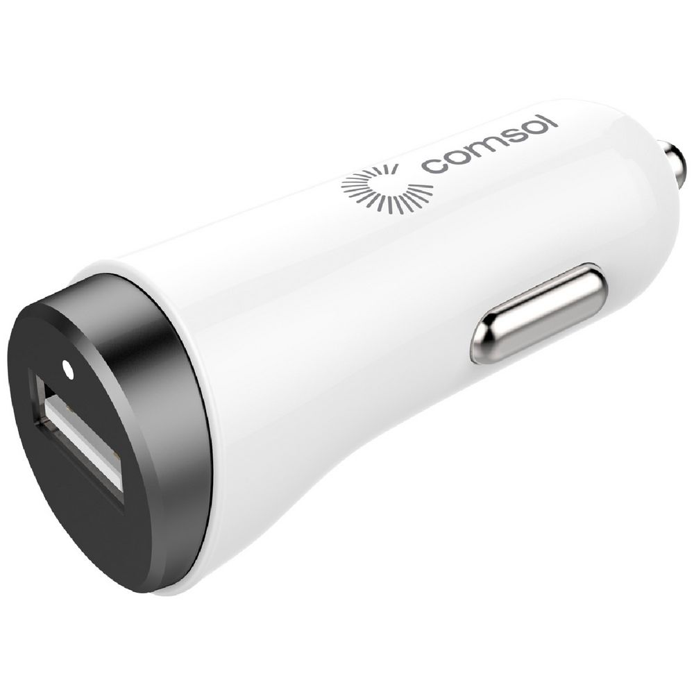 Comsol Single Port USB Car Charger 2.4A/12W Black